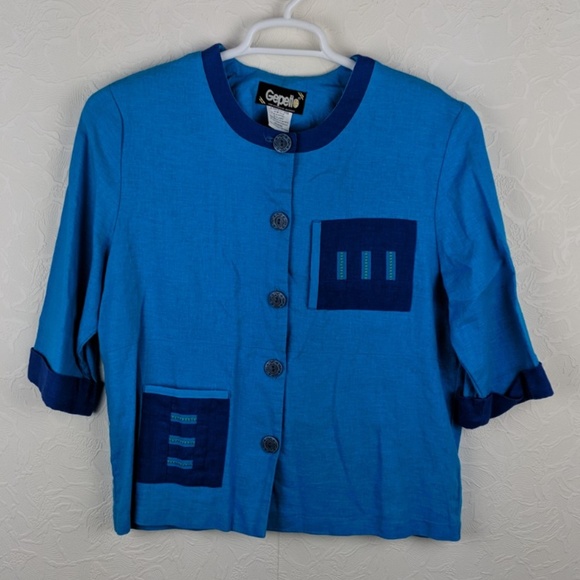 Vtg 90s GEPETTO Womens Linen Blend Button Shirt - Picture 1 of 6